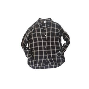 Old Navy Ladies Button Down Long Sleeve Plaid Shirt Medium